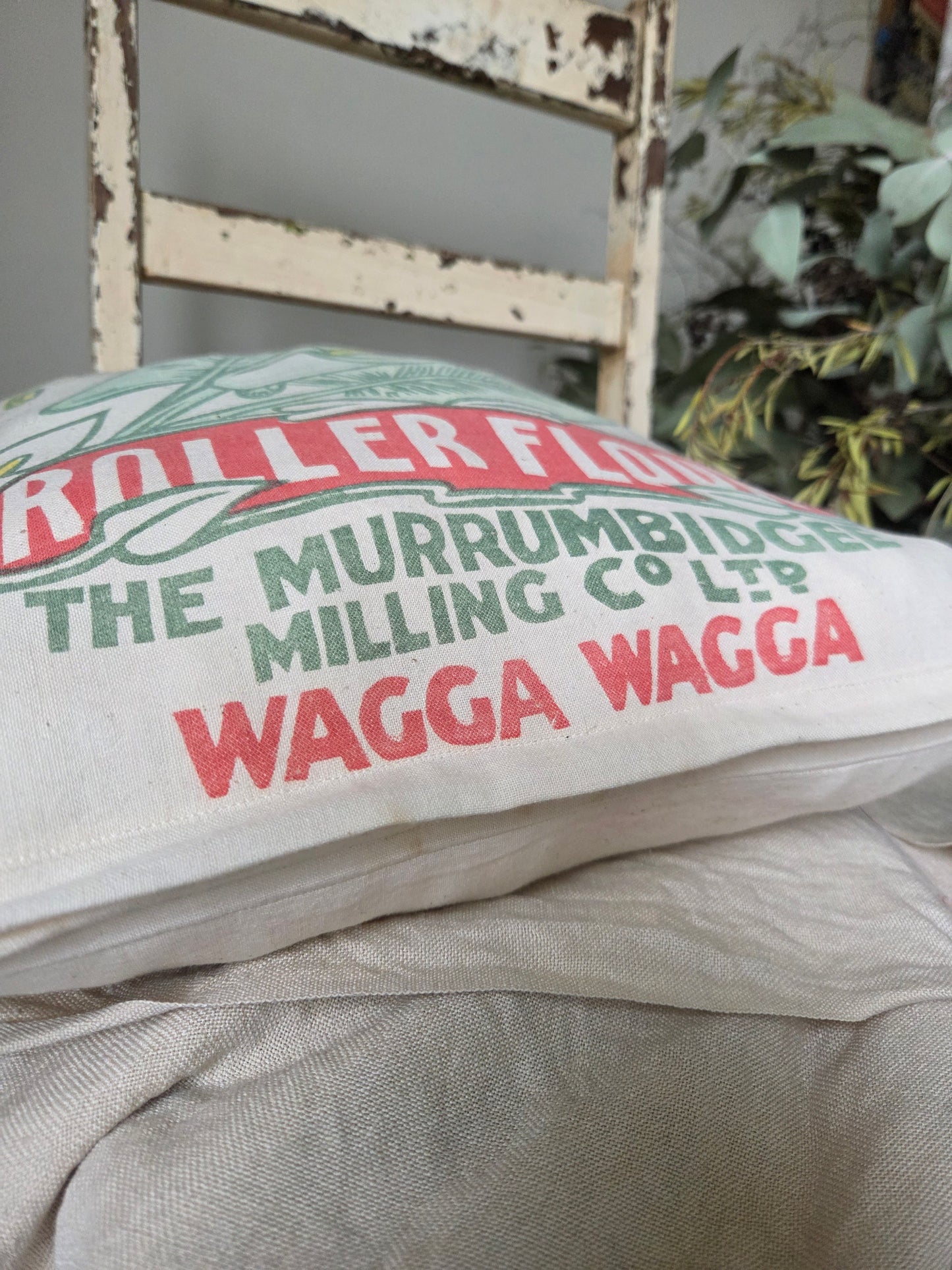 Wagga Lily flour bag cushion