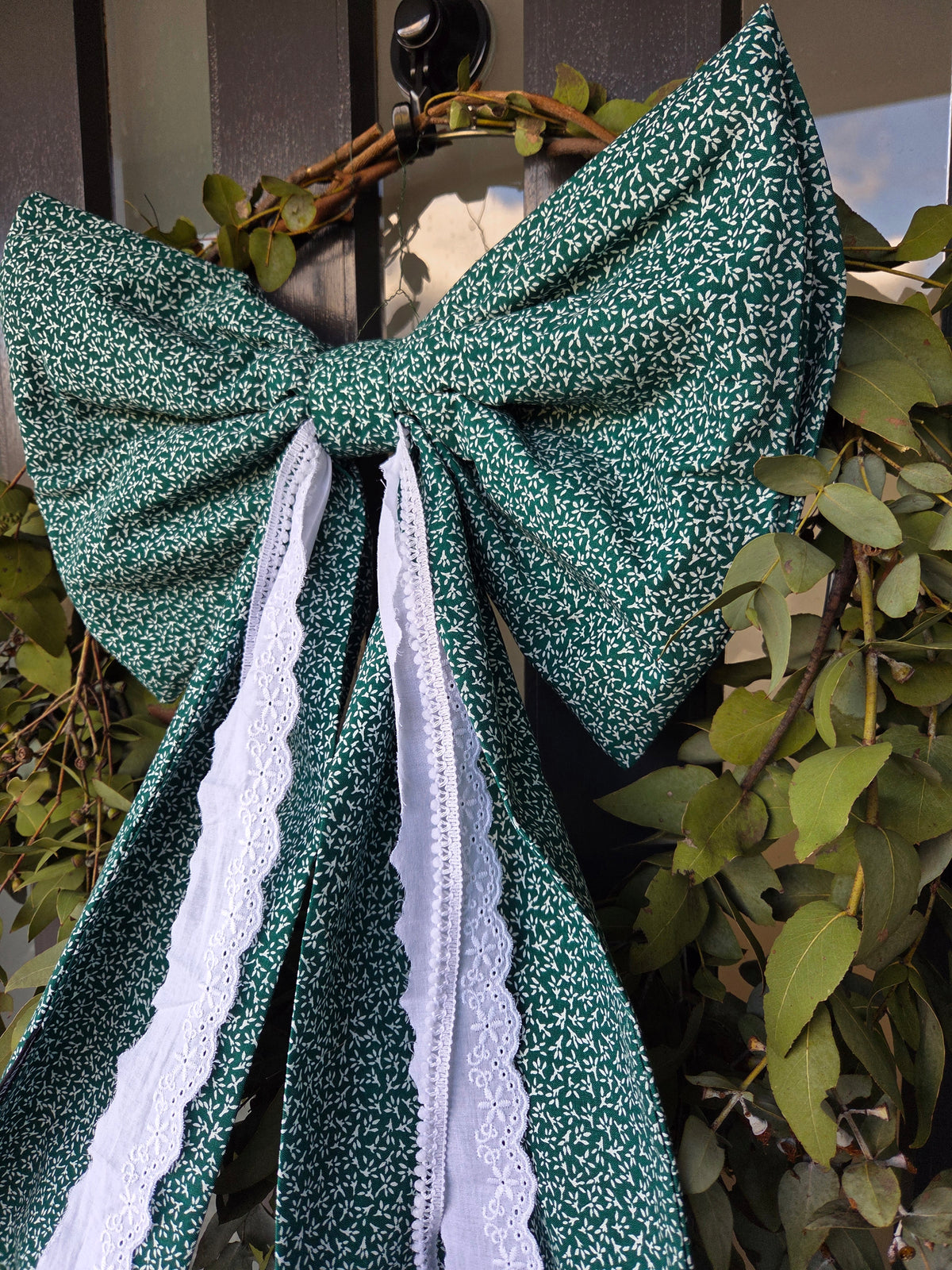 DIY Fabric Bow Kit: Forest green floral