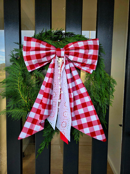 Giant Christmas Bow - Festive Gingham