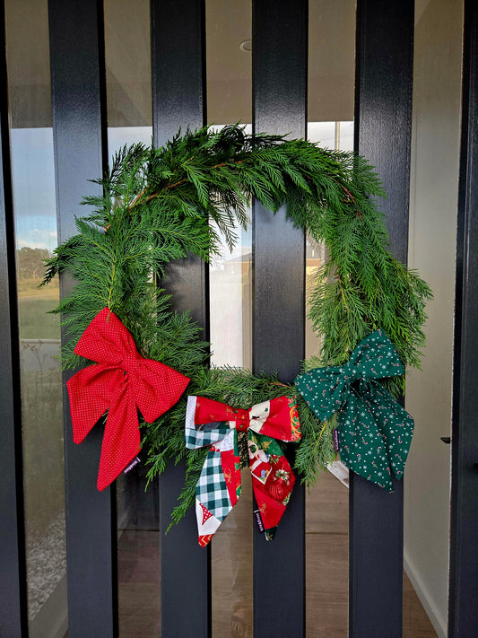 Trio of miniature fabric bows