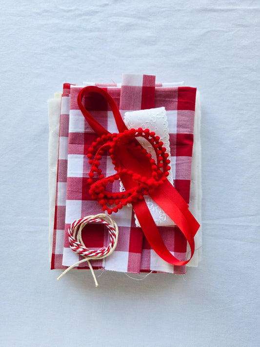 DIY Fabric Bow Kit: Large red gingham