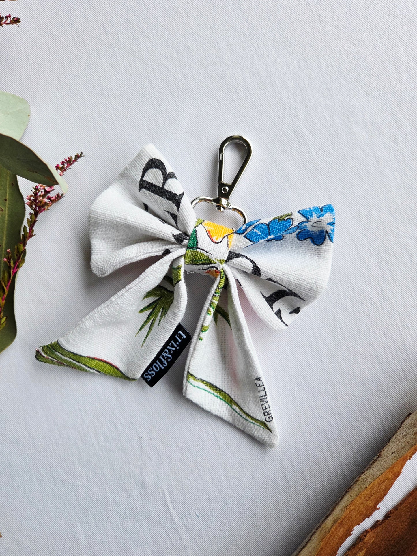 VINTAGE TABLECLOTH bow bag charm