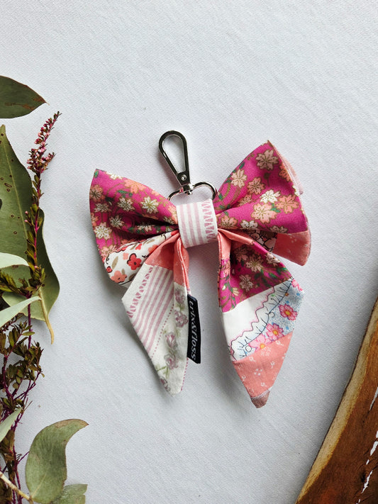 PATCHWORK PINK bow bag charm