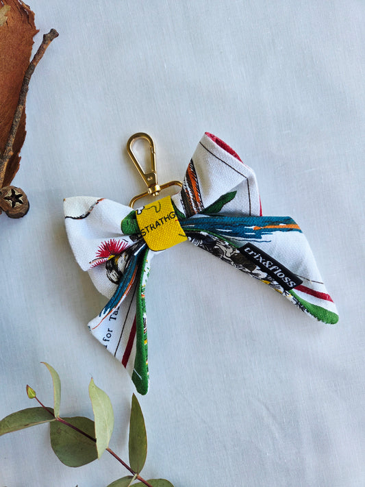 TEA TOWEL bow bag charm: Tassie Flora