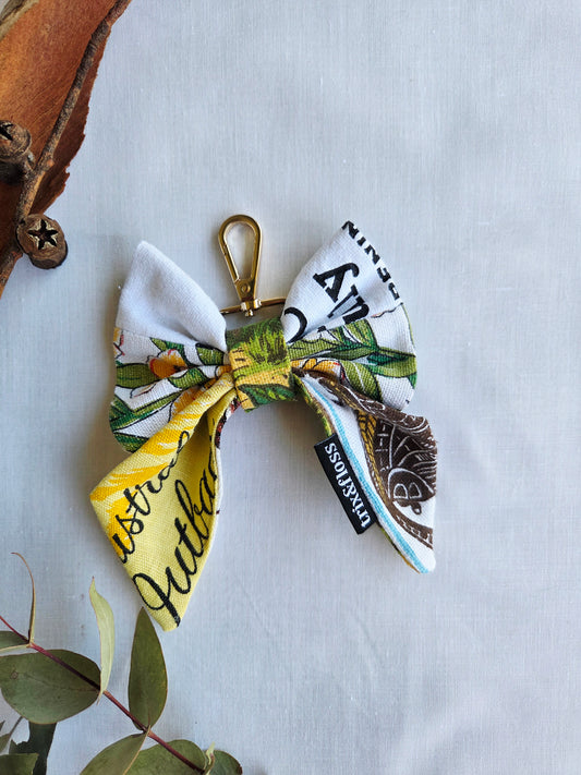 TEA TOWEL PATCHWORK bow bag charm: Outback Australia