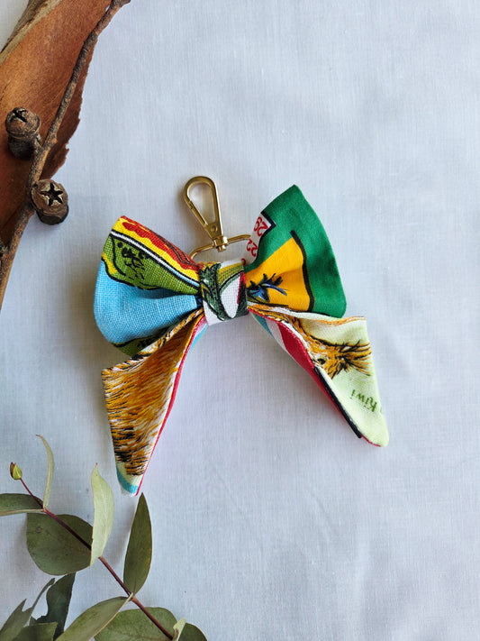 TEA TOWEL PATCHWORK bow bag charm: Kiwis & Kalbarri