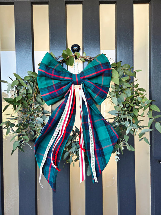 Giant Christmas Bow - Vintage Teal Tartan