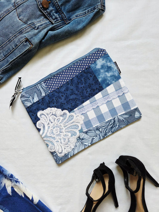 BLUES FOR DAYS large zipper clutch